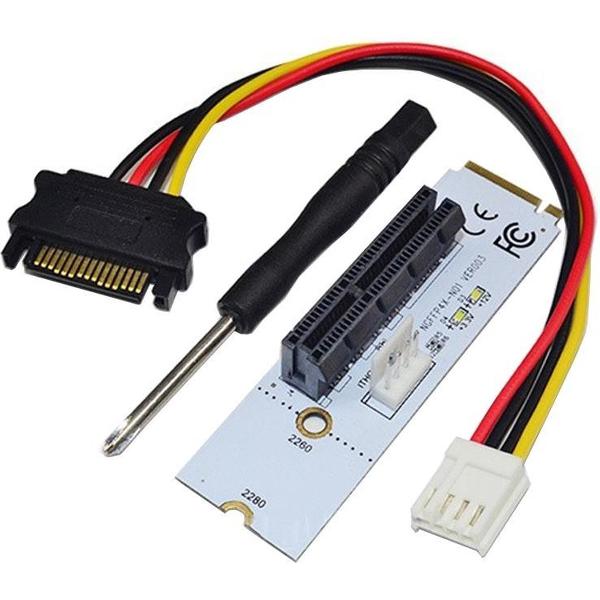 NGFF M.2 toets M om PCI-E X 1 / 4 X / 8 X / 16 X Graphics Card mijnbouw sleuf Adapter Converter uitbreidingskaart met LED