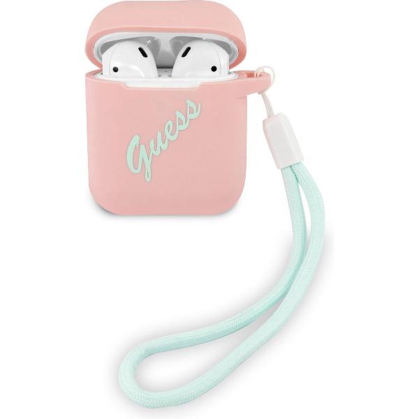 GUESS Vintage Siliconen AirPods 1 & AirPods 2 Case - Roze