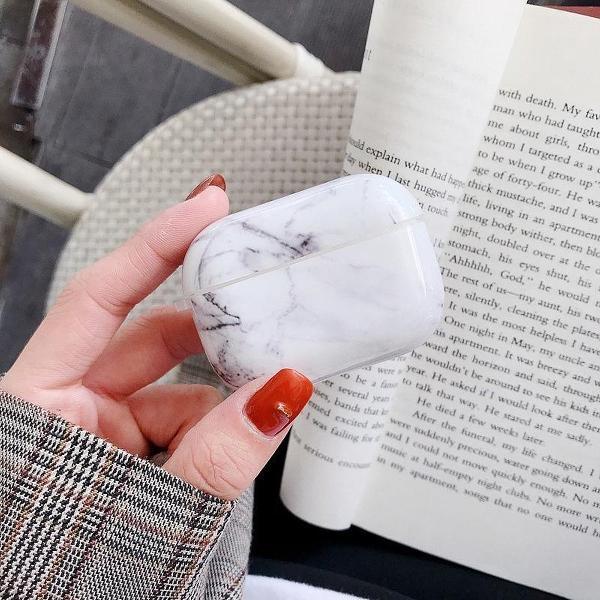 By Qubix - AirPods Pro hoesje Marble series - hard case - Marble wit - Schokbestendig - AirPods hoesjes