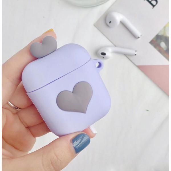 Apple airpod case / hoesje beschermer Paars hartje