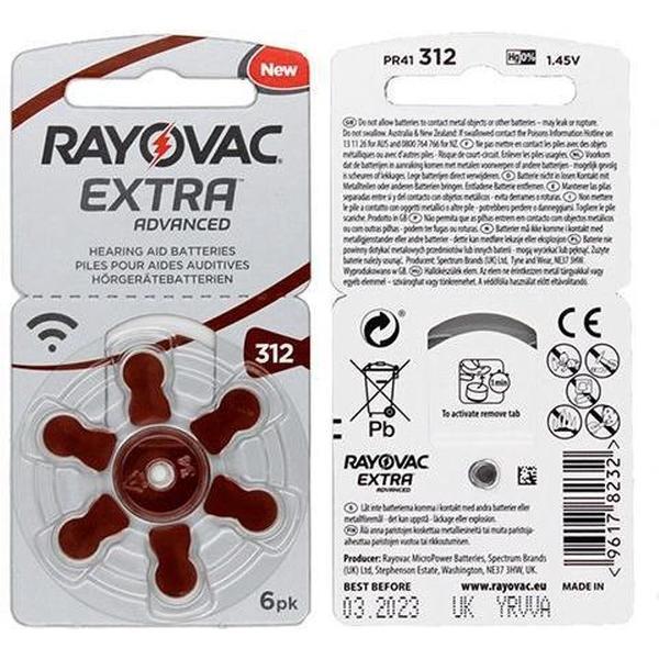 Rayovac Gehoorapparaatbatterijen - Voor Type: 312 - 60 stuks