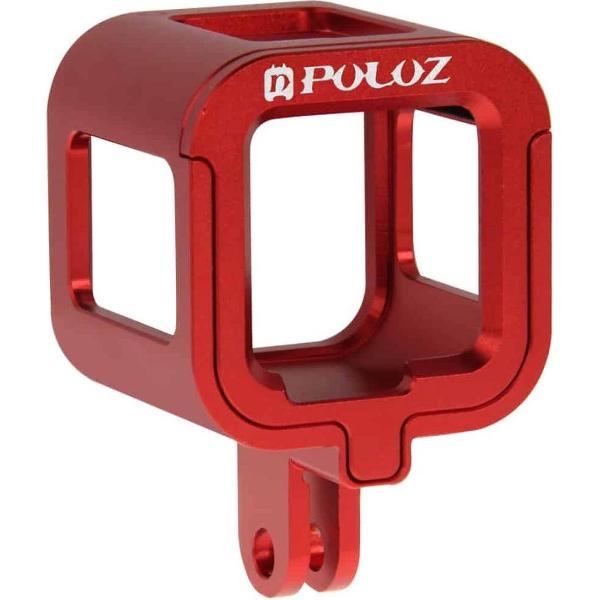 PULUZ Housing Shell CNC Aluminum Alloy beschermings Cage met Insurance Frame voor GoPro HERO4 Session(rood)