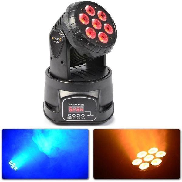 Beamz MHL-74 Mini Moving Head Wash 7X 10W DMX 13-Kanaals RGBW