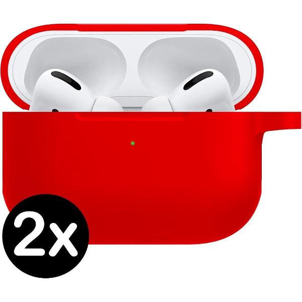Hoes Voor Apple AirPods Pro Hoesje Siliconen Case - Rood - 2 PACK
