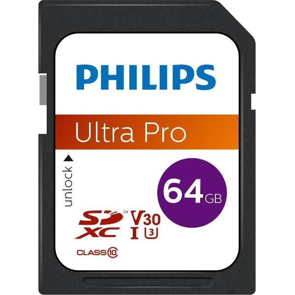 Philips FM64SD65B - SDXC kaart 64GB - Class 10 - UHS-I U3