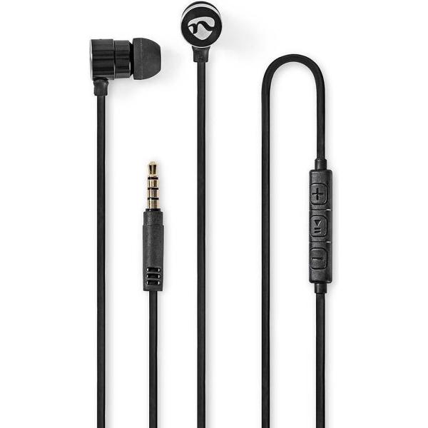 Nedis HPWD5020BK Wired Headphones 1.2m Flat Cable In-ear Built-in Microphone Aluminium Black