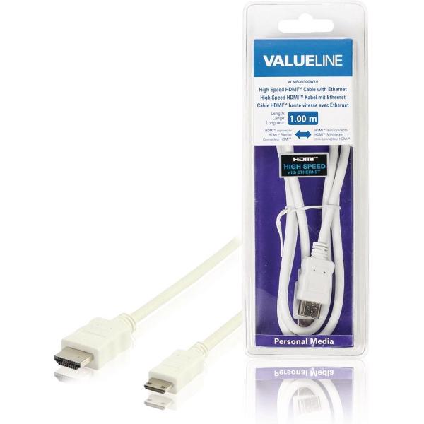 Valueline Vlmb34500w10 High Speed Hdmi-kabel met Ethernet Hdmi-connector - Hdmi Mini-connector 1,00 M Wit