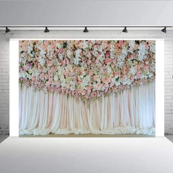 2.1mx 1.5m Bloemmuursimulatie Bruiloftsthema Feestarrangement Fotografie Achtergronddoek (W028)