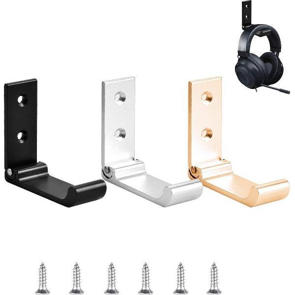 headset houder - Set van 3 Wall Hanger haken, opvouwbare Wall Mount hoofdtelefoonshoofdtelefoon Holder, Kleding Hook, Aluminium Wall Hanger Haken voor huis, met schroeven, Max Load 20 kg 【3 kleuren】