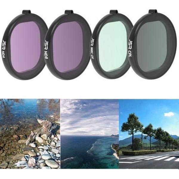 JSR ronde behuizing 4 in 1 UV + CPL + ND4 + ND8 lensfilter voor GoPro HERO8 zwart