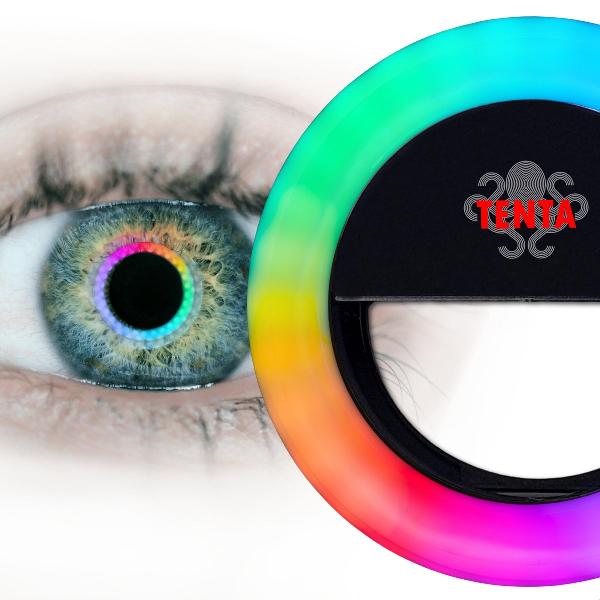 TENTA® Selfie Ring Light Kleuren Ringlamp - Ringlamp voor Smartphone, Tablet en Laptop - TikTok lamp