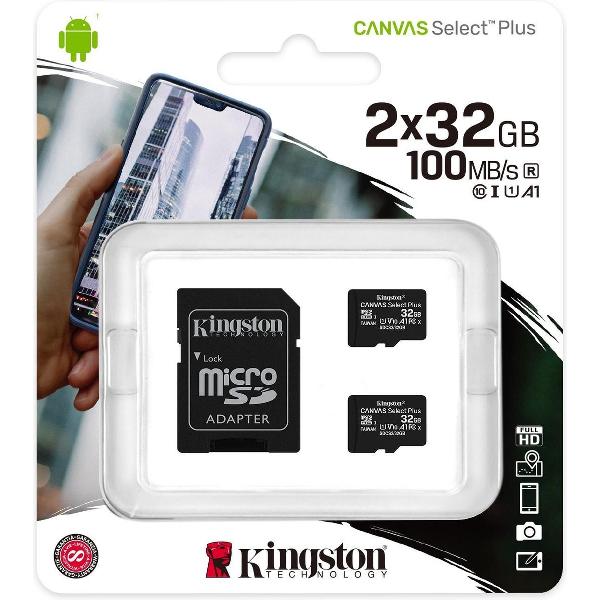Kingston Canvas Select Plus microSD Card 10 UHS-I - 32GB - SD adapter - 2 Pack