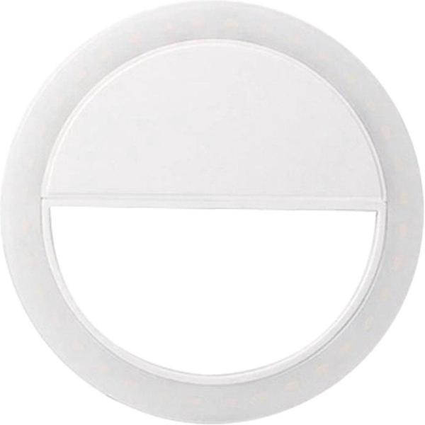 Selfie light ring voor op mobieltje of tablet | Maak goed belichte selfies - 3 licht standen - Wit - KELERINO.