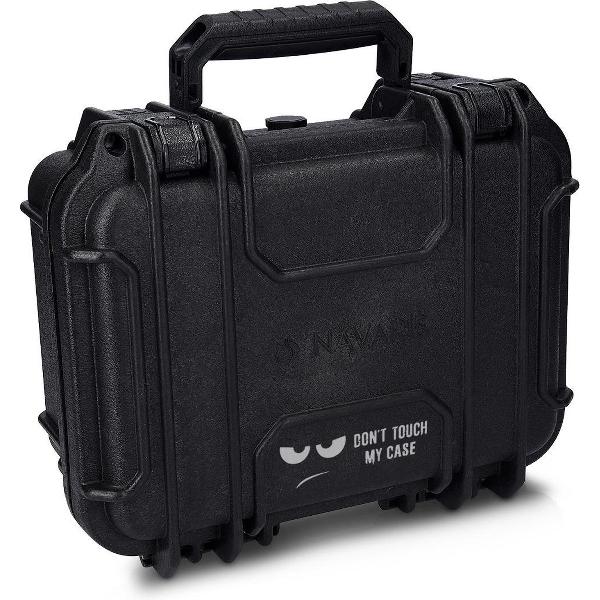 Waterdichte camerakoffer met kubusschuim - 23,5 x 19 x 11,2 cm - universele outdoor camera case - opbergdoos beschermhoes met design - Kleur Zwart