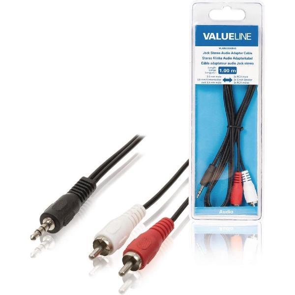 Valueline VLAB22200B10 Jack Stereo Audio Adapterkabel 3,5 mm Mannelijk - 2x Rca Mannelijk 1,00 M Zwart