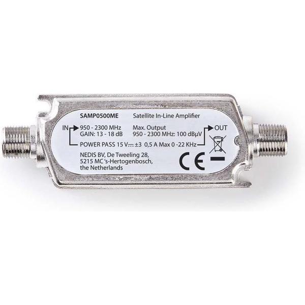 Satelliet inline-versterker | 950 - 2300 MHz | Max 18 dB versterking | Stroomdoorgang: 15 V