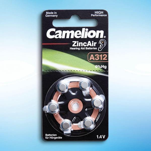 Camelion Gehoorapparaatbatterij A312 zinc-air 0% HG, brown - 6 stuks