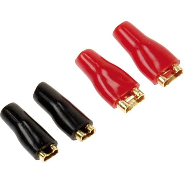 Vlakstekker 2 x 2,8 mm zwart 2 x 4,8 mm rood