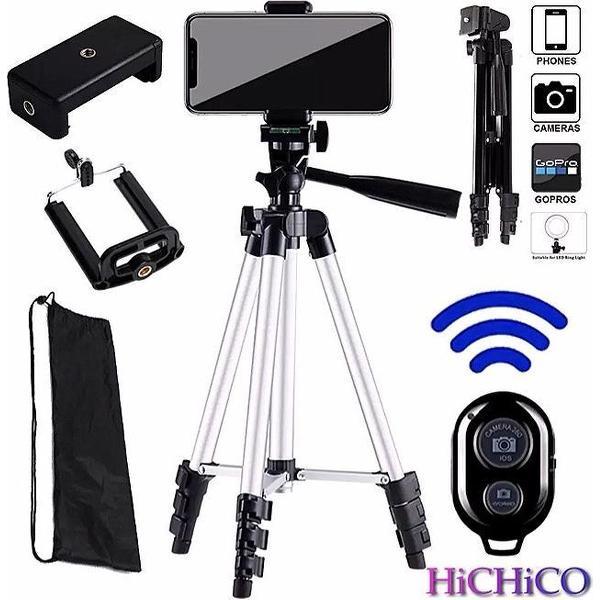 Tripod Camera Statief Zilver Inclusief Bluetooth Remote Shutter – HiCHiCO