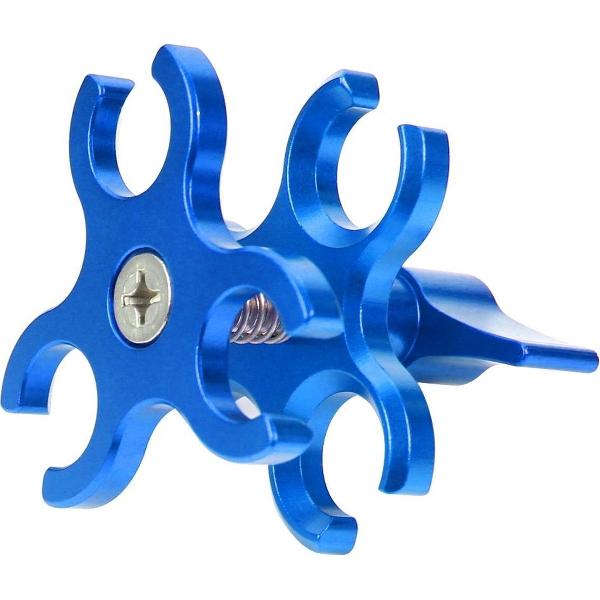 PULUZ Triple Ball Clamp Open Hole Duikcamera Beugel CNC Aluminium Spring Zaklamp Klem voor Duiken Onderwater Fotografie Systeem (Blauw)