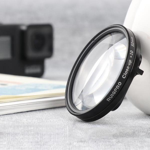 RUIGPRO voor GoPro HERO 7/6 / 5 Professional 52mm 10X Close-up lensfilter met filteradapterring en lensdop