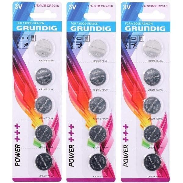 15x Knoopcel batterijen CR2016 - 3V - knoopcelbatterijen / knoopbatterijen