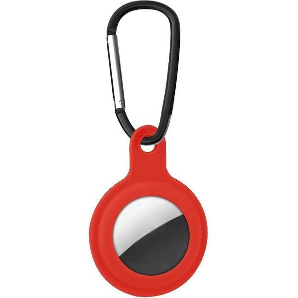 Apple AirTag Sleutelhanger Siliconen Bescherm Hoes met Haak Rood