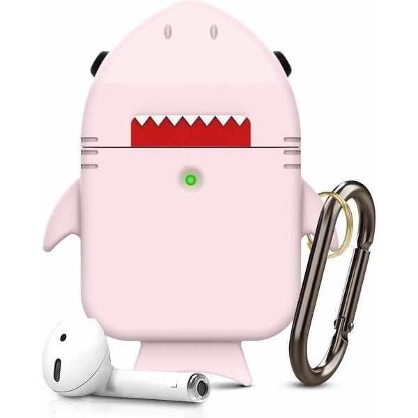 Haai Case Cover Voor Airpods - Siliconen Roze | Watchbands-shop.nl