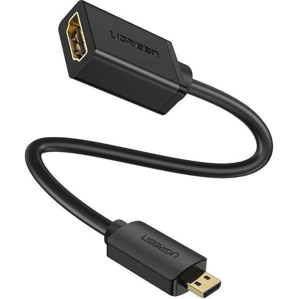 HDMI naar Displayport - ZINAPS Micro HDMI Male naar HDMI Female kabel met Ethernet Type D aan Type A Ondersteuning 3D en 4K-resolutie voor smartphones, tablets, camera's en andere Device Vergulde 20cm, Zwart