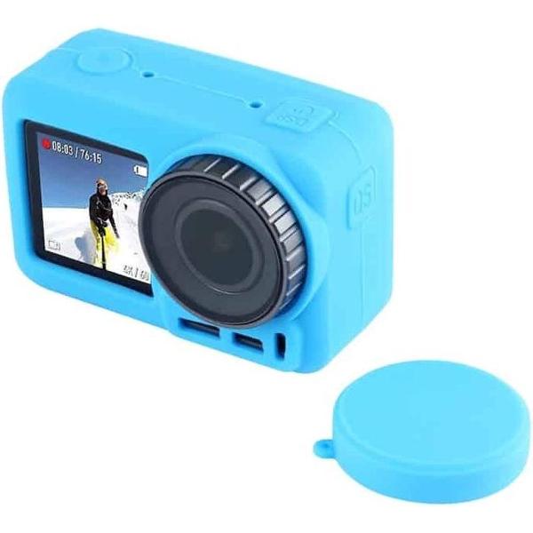 PULUZ siliconen beschermhoes met lensafdekking voor DJI Osmo Action (blauw)