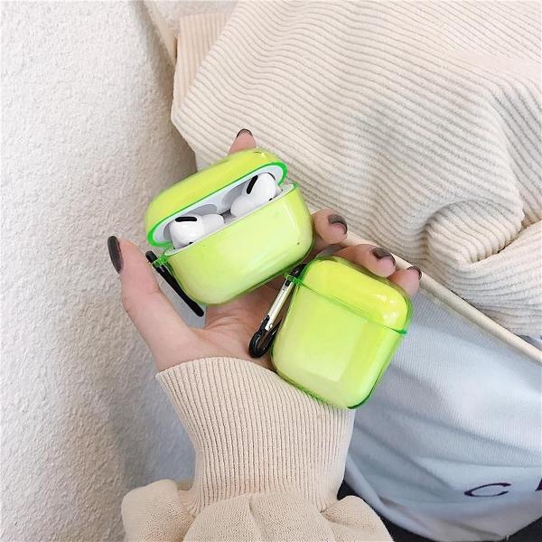 Airpods pro hoesje - Limegroen - Transparant - case