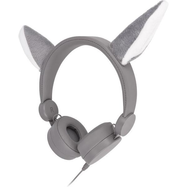 Setty Kinder koptelefoon met leuke wolfsoren - grijs