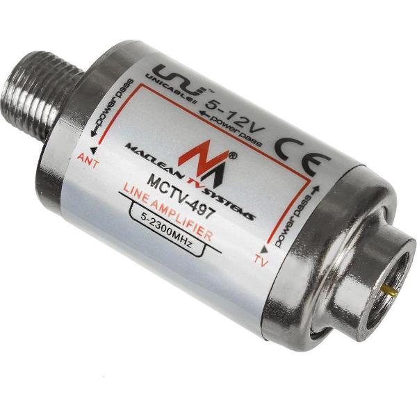 Antenneversterker DVB-T / T2 20dB Maclean MCTV-497 5-12V breedband 5-2300 MHz