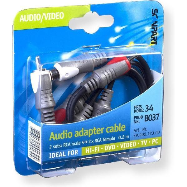 Scanpart Verlengkabel Tulp(m)-2tulp(f)a2 0.2m