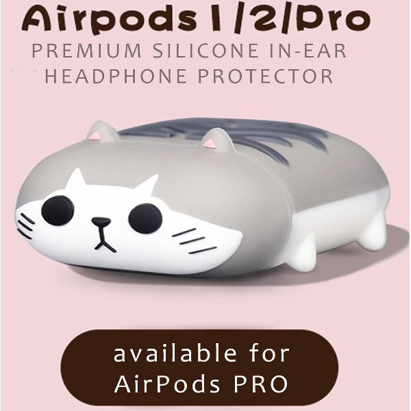 Grijze Kat Airpod Case Pro|Grijze Cat Cartoon Airpod Case