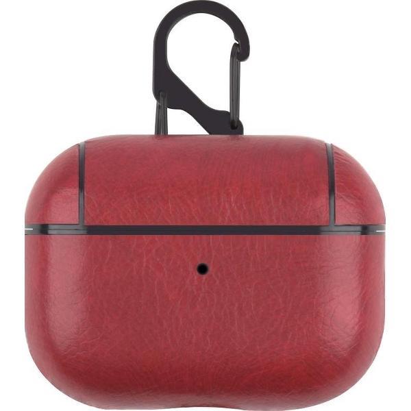 AirPods hoesje van By Qubix - AirPods Pro lederen hoesje Pro Leather series - Met bevestigingsclip - Rood