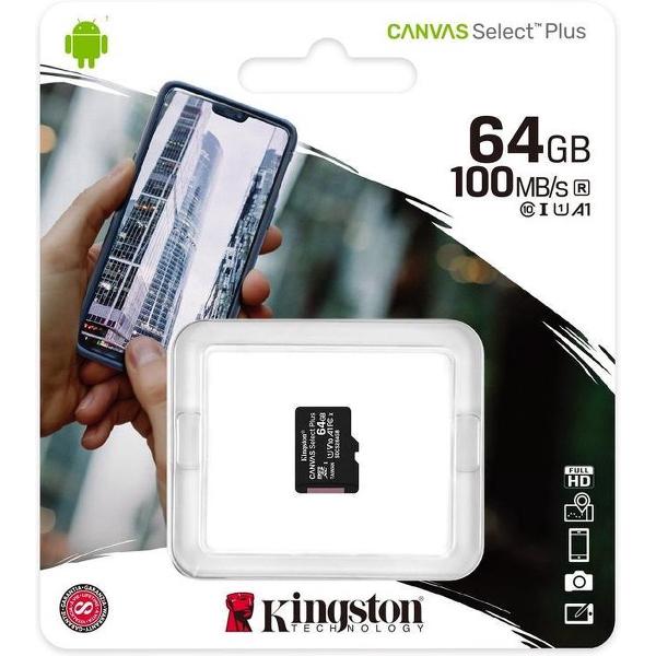 Kingston Technology Canvas Select Plus flashgeheugen 64 GB MicroSDXC Klasse 10 UHS-I