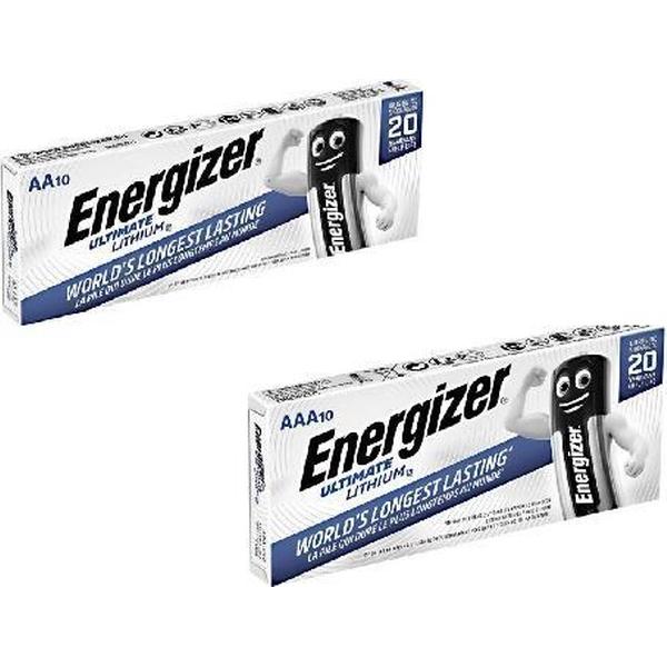 POWERDEAL: 10 X Energizer ultimate lithium AA + 10 X Energizer ultimate lithium AAA