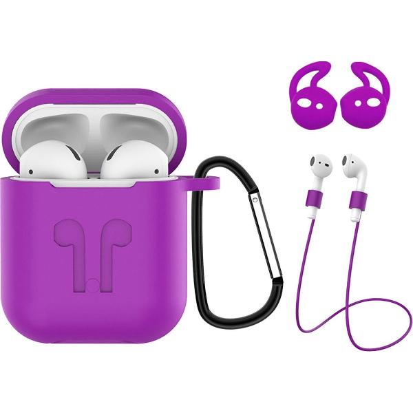 Hoes voor Apple AirPods 2 Hoesje Case 3-in-1 Siliconen Cover - Paars