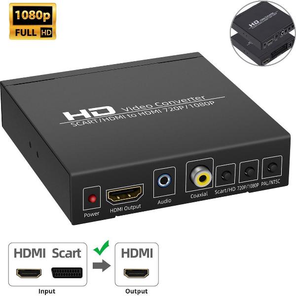 M-Iconic Scart naar HDMI Converter - Met audio converter - Scart naar HDMI - Omvormer scart naar HDMI - Scart adapter - Scart naar HDMI adapter - 1080p Full HD
