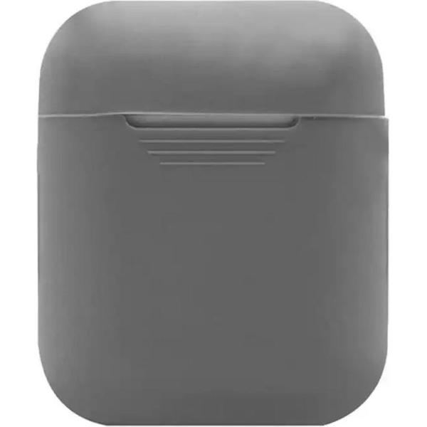 Siliconen Bescherm Hoesje Cover voor Apple AirPods Case - Airpods Hoesje Siliconen Case Donker Grijs (Dark Gray)