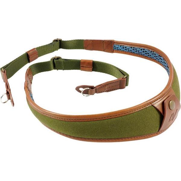 4V Design ALA Neck Strap - Metal Ring Green/Brown