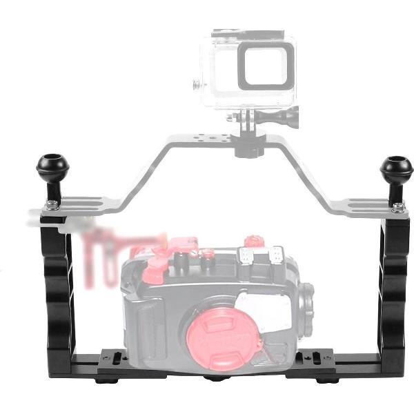 PULUZ Verstelbare Duik Dual Handbediende CNC Aluminium Lamparm Houder voor Duiken Onderwater Fotografie Systeem, Upgrade Versie