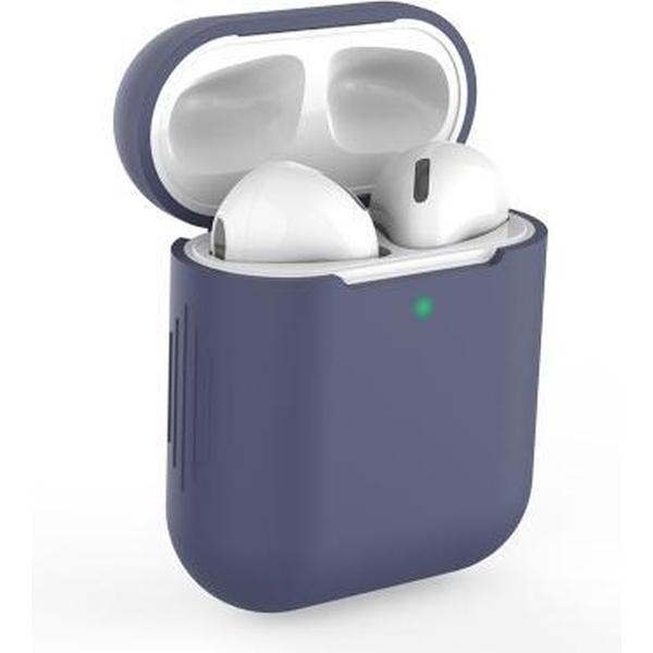 Apple AirPods 1/2 Hoesje in het donker Blauw - Siliconen - Case - Cover - Soft case