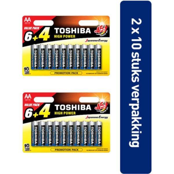 Toshiba LR6GCP BP10MS4FCN High Power Wegwerpbatterij AA Alkaline 20 stuks (verpakking 2 x 10 stuks)