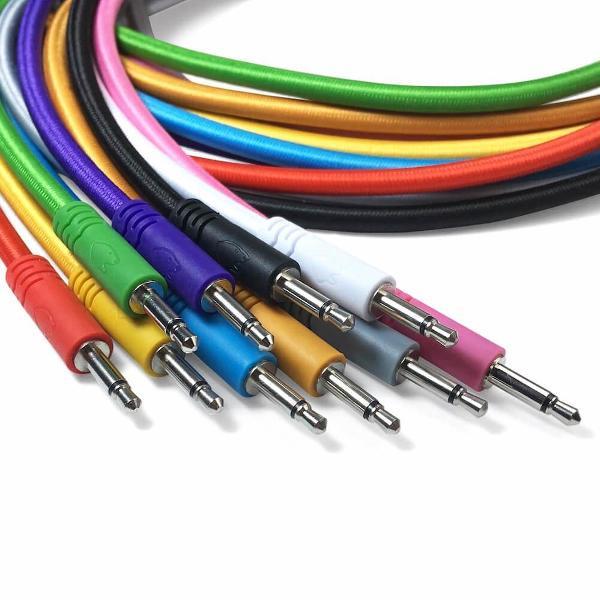 PolarNoise Eurorack Patch Kabels Braided - 5 gevlochten mono 3.5mm TS kabels voor je modulaire systeem (72 Opties) Geel 60cm