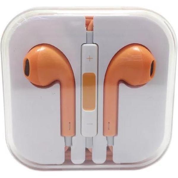 In-ear-koptelefoon iPhone-compatibel - Stereo hoofdtelefoon/Microfoon/volumeregeling - Oortelefoon - Matte kleuren - Oranje
