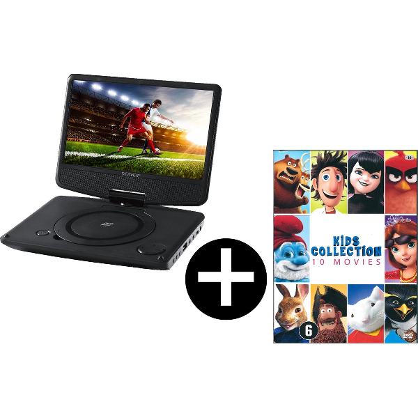 Denver MT-983 NB - Draagbare DVD-speler - 9 inch - Zwart - DVD films - 10 films - (Smurfen, Angry Birds, Pieter Konijn, Stuart Little + meer)