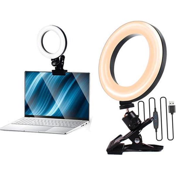 Fedec Camera/Telefoon Ringlicht - Met Bevestigingsklem - Dimbaar - 6 Inch