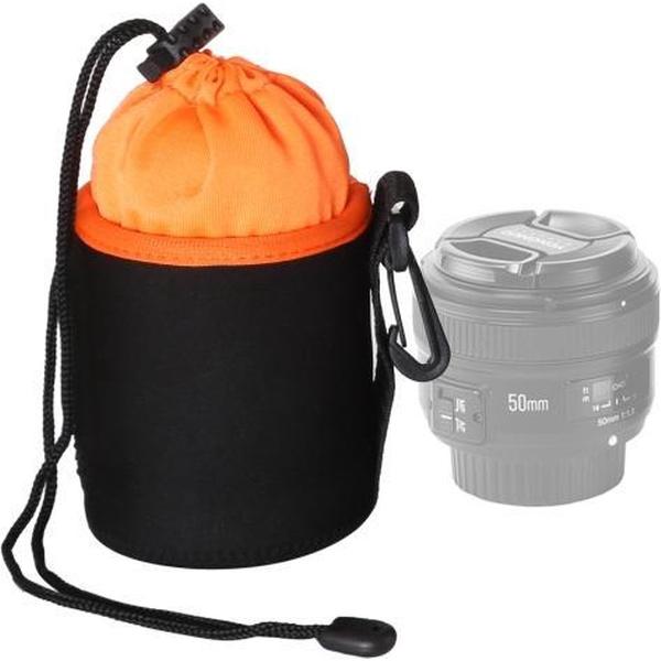 SLR-cameralenszak Micro-enkele lenszak Lensbinnengalzak Waterdichte beschermhoes plus fluwelen verdikking, diameter: 8,5 cm, hoogte: 10 cm (oranje)